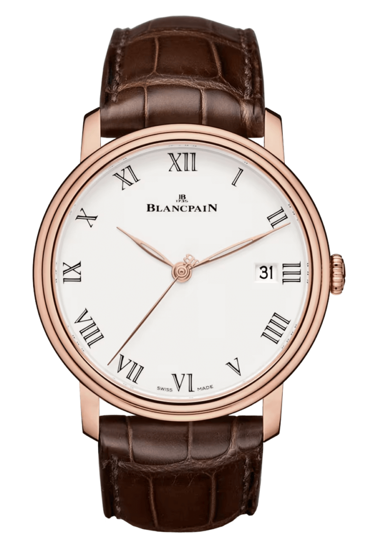 Blancpain Villeret 8 Jours Opaline Red Gold Alligator Men's Watch - 6630 3631 55B