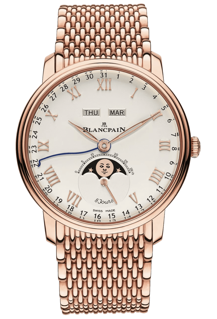 Blancpain Villeret Quantieme Complet 8 Jours Opaline Red Gold Men's Watch - 6639 3642 MMB