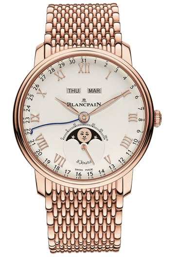 Blancpain Villeret Quantieme Complet 8 Jours Opaline Red Gold Men's Watch - 6639 3642 MMB