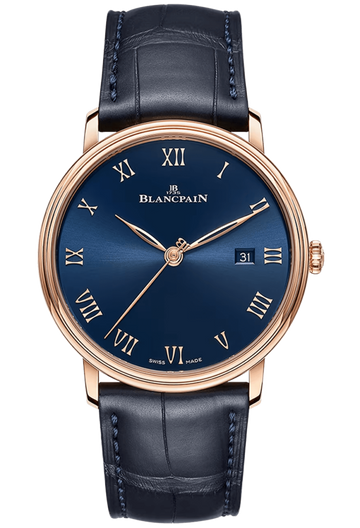 Blancpain Villeret Ultraplate Date 40mm Red Gold Blue Alligator Men's Watch - 6651 3640 55B