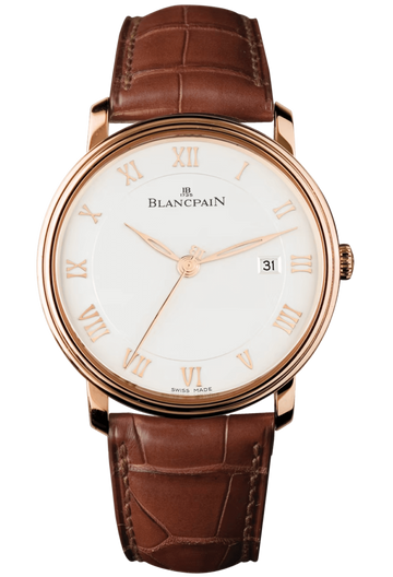 Blancpain Villeret Ultraplate Date 40mm Opaline Red Gold Alligator Men's Watch - 6651 3642 55B