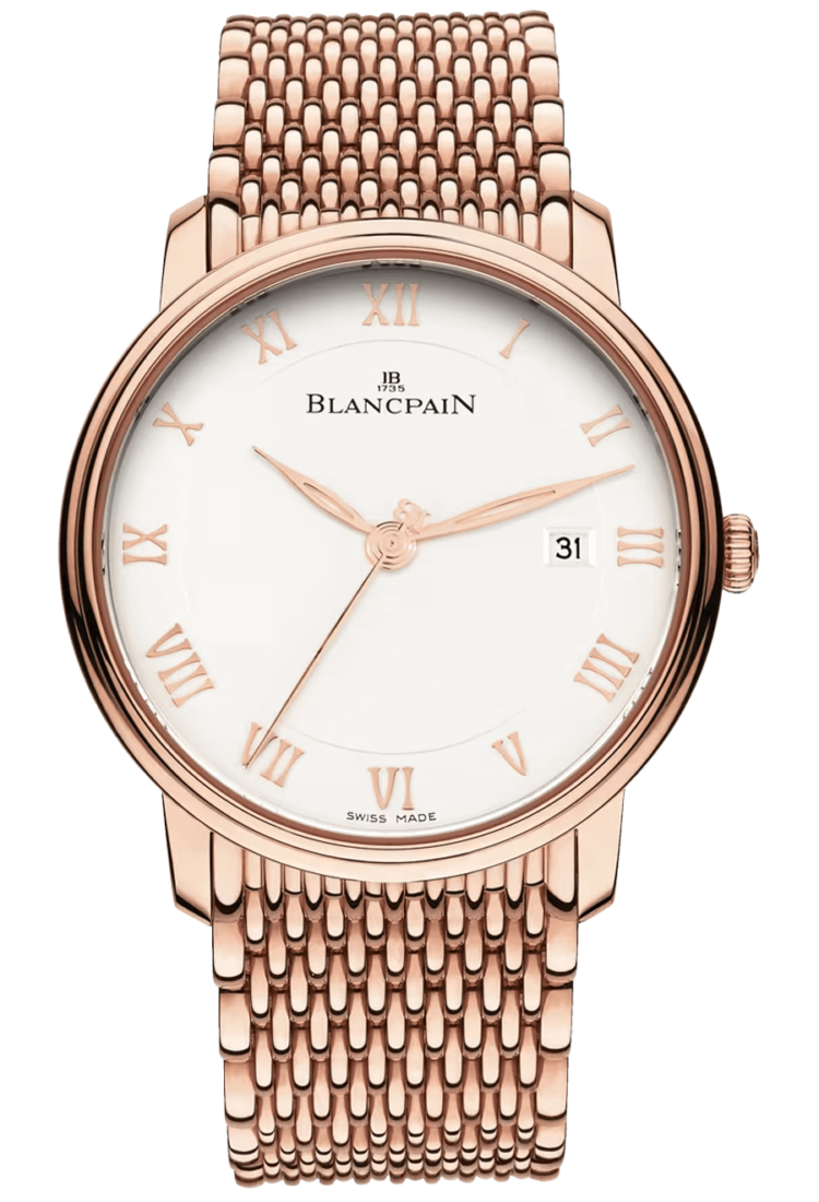 Blancpain Villeret Ultraplate Date 40mm Opaline Red Gold Men's Watch - 6651 3642 MMB