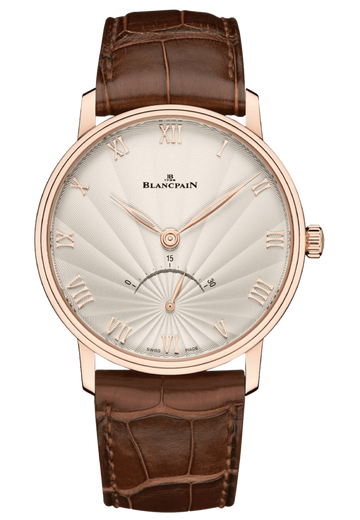 Blancpain Villeret Ultraplate Retrograde Opaline Red Gold Alligator Men's Watch - 6653 3642 55A