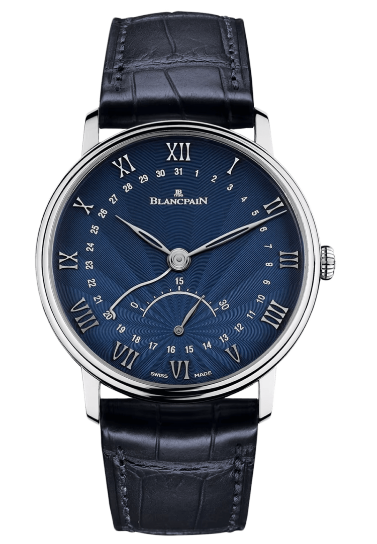 Blancpain Villeret Ultraplate Date Retrograde Seconds Blue Alligator Men's Watch - 6653Q 1529 55B