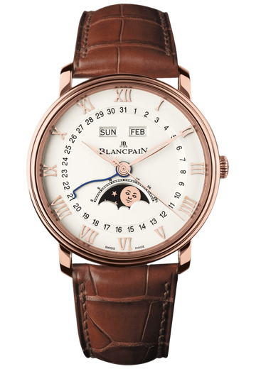 Blancpain Villeret Quantieme Complet Red Gold Alligator Men's Watch - 6654 3642 55B