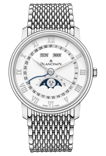Blancpain Villeret Quantieme Complet Mille Mailles Steel Men's Watch - 6654A 1127 MMB