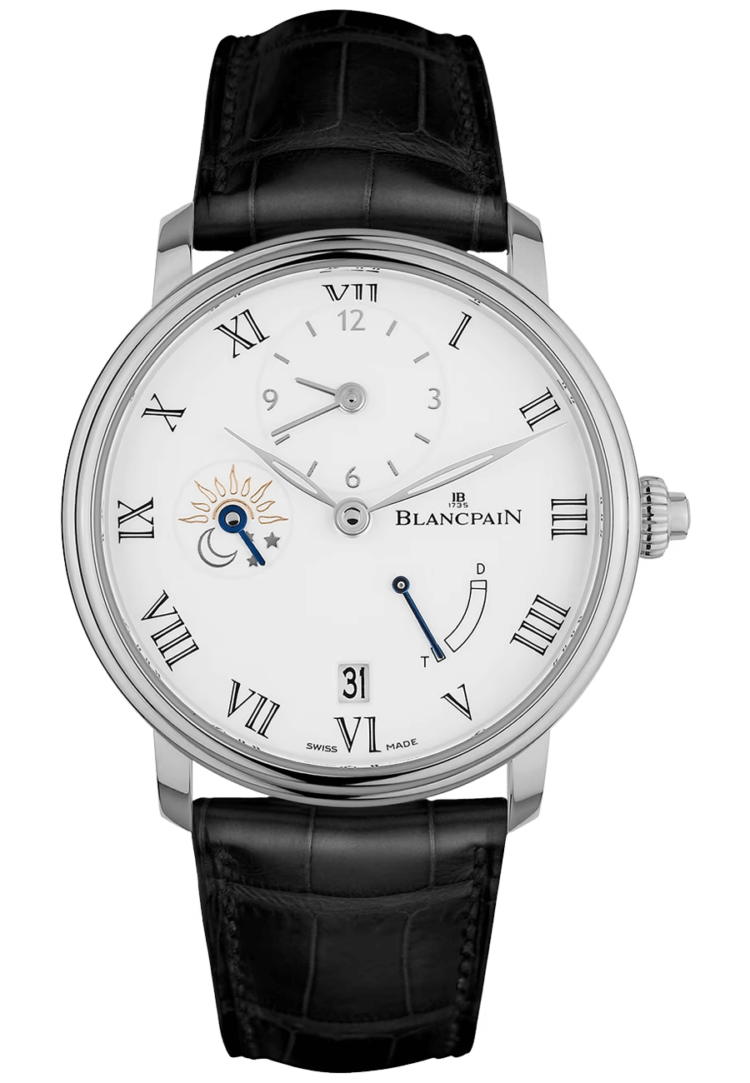 Blancpain Villeret Demi-Fuseau Horaire 8 Jours White Gold Alligator Men's Watch - 6661 1531 55B