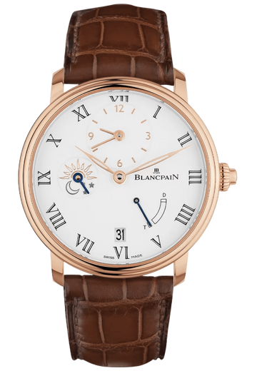 Blancpain Villeret Demi-Fuseau Horaire 8 Jours Red Gold Alligator Men's Watch - 6661 3631 55B