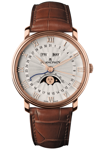 Blancpain Villeret Quantieme Complet Demi-Savonnette Red Gold Alligator Men's Watch - 6664 3642 55B