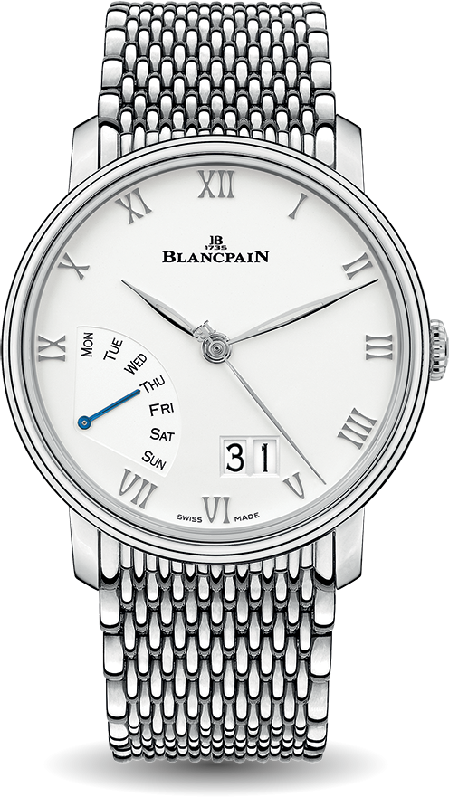 Blancpain Villeret Grande Date Jour Retrograde Steel Men's Watch - 6668 1127 MMB