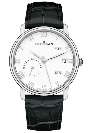 Blancpain Villeret Quantieme Annuel GMT Steel Black Alligator Men's Watch - 6670 1127 55B