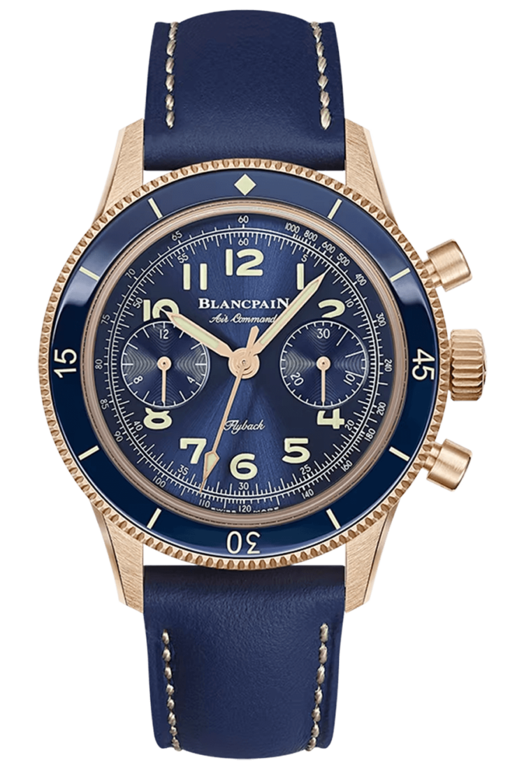Blancpain Air Command Red Gold Blue Calfskin Unisex Watch - AC03 36B40 63B