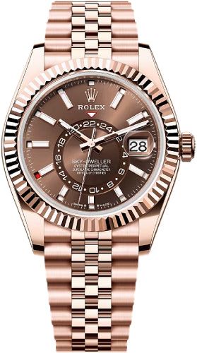 Rolex Sky-Dweller 42mm Chocolate Dial Fluted Bezel Jubilee Bracelet - 336935