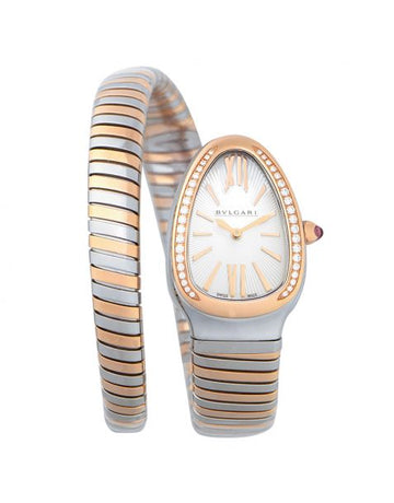 Serpenti Tubogas Quartz White Dial Diamond Bezel Ladies Watch