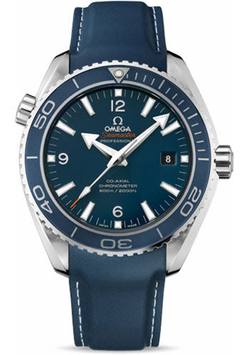 Omega Seamaster Planet Ocean Big Size Watch - 45.5 mm Titanium Liquidmetal Case - Blue Unidirectional Bezel - Blue Dial - Blue Rubber Strap - 232.92.46.21.03.001