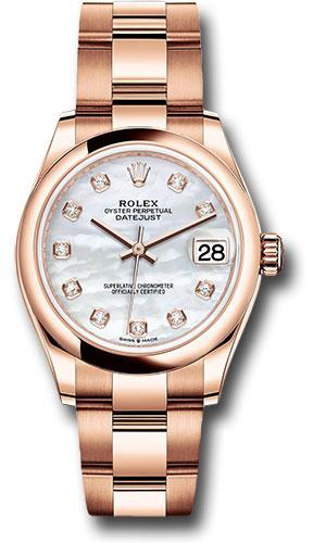 Rolex Everose Gold Datejust 31 Watch - Domed Bezel - Silver Diamond Dial - Oyster Bracelet - 278245 mdo