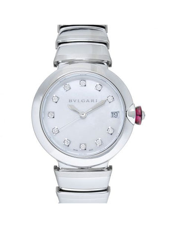 LVCEA Automatic White Mother of Pearl Diamond Dial Stainless Steel Ladies Watch