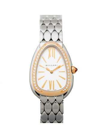 Serpenti Seduttori Quartz White Dial Diamond Bezel Ladies Watch