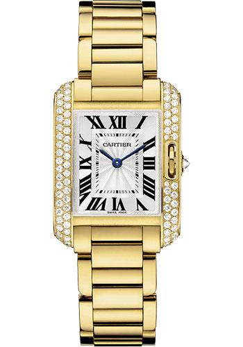 Cartier Tank Anglaise Watch - Small Yellow Gold Diamond Case - WT100005